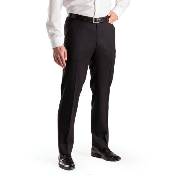 Spodnie męskie wizytowe w kolorze czarnym uszyte w pracowni Szczygieł z tradycją od 1974r.