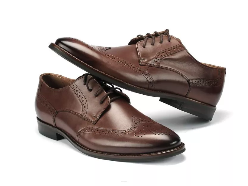 Brązowe full brogues wingtip męskie