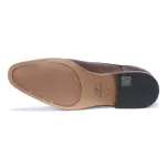 Brązowe derby cap toe skórzane - 8