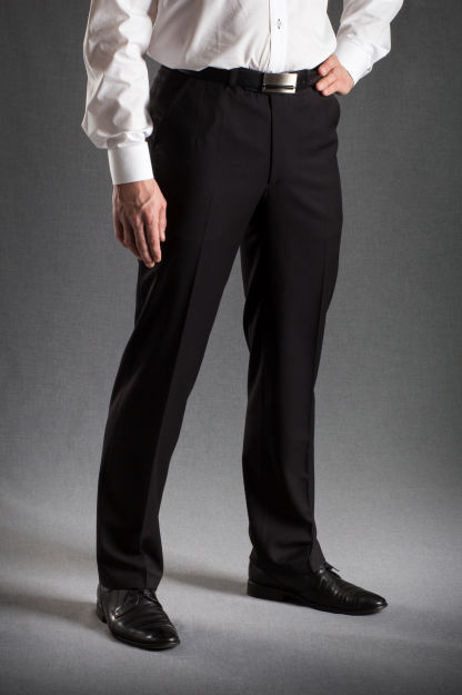 Spodnie garniturowe, czarne spodnie z kantem.